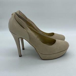 Guess Emely Slip On High Heels Stilletos Pumps Shoes Womens Size 7 M Tan Cream